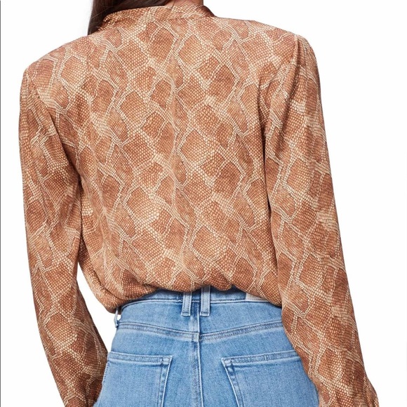 NWT PAIGE Sevilla Snakeskin Print Wrap Bodysuit - Picture 3 of 6